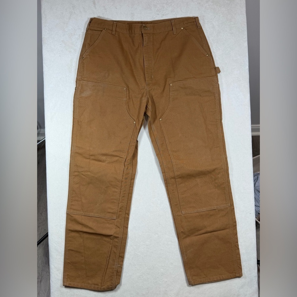 INSANE Vintage Carhartt Made in USA Double Knee Duck Canvas Brown Work Pants